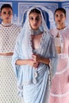 Buy_Surily G_Blue Georgette Pearls, Stones Saree With Work _Online