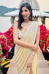 Shop_Surily G_Yellow Georgette Embroidery Stitched Saree _Online_at_Aza_Fashions