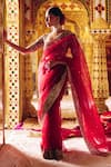 Buy_Surily G_Red Organza Zari Zardosi Embroidered Saree _at_Aza_Fashions