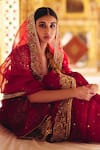 Buy_Surily G_Red Organza Zari Zardosi Embroidered Saree _Online_at_Aza_Fashions