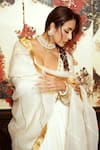 Surily G_Ivory Organza Zari Gota Embroidered Dupatta _Online_at_Aza_Fashions