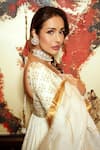 Shop_Surily G_Ivory Organza Zari Gota Embroidered Dupatta _Online_at_Aza_Fashions