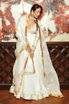Buy_Surily G_Ivory Organza Zari Gota Embroidered Dupatta _at_Aza_Fashions