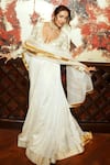 Shop_Surily G_Ivory Organza Zari Gota Embroidered Dupatta 