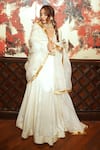 Surily G_Ivory Organza Zari Gota Embroidered Dupatta _Online