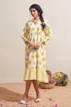 Buy_Dressfolk_Ivory Cotton Collared Floral Print Dress _at_Aza_Fashions