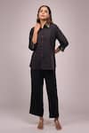 Buy_Naintara Bajaj_Black Crepe Sequins Collared Detail Shirt And Pant Set 