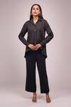 Buy_Samyukta Singhania_Black Crepe Sequins Collared Shirt And Pant Set _at_Aza_Fashions