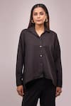 Shop_Samyukta Singhania_Black Crepe Sequins Collared Shirt And Pant Set _Online_at_Aza_Fashions