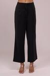 Samyukta Singhania_Black Crepe Sequins Collared Shirt And Pant Set _at_Aza_Fashions