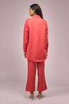 Shop_Naintara Bajaj_Orange Crepe Embroidery Collared Shirt And Pant Set _at_Aza_Fashions