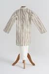 Shop_Minime Organics_Gray Cotton Designer Grey Kurta And Pyjama Set _at_Aza_Fashions