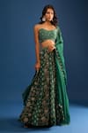 Buy Samyukta Singhania Green Cotton, Silk Sequins, Zari Sweetheart Neck Heavy Work Lehenga Set at Aza Fashions Buy_Samyukta Singhania_Green Cotton, Silk Sequins, Zari Sweetheart Neck Heavy Work Lehenga Set _at_Aza_Fashions