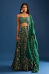 Samyukta Singhania Green Cotton, Silk Sequins, Zari Sweetheart Neck Heavy Work Lehenga Set Online at Aza Fashions Samyukta Singhania_Green Cotton, Silk Sequins, Zari Sweetheart Neck Heavy Work Lehenga Set _Online_at_Aza_Fashions