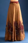 Samyukta Singhania_Brown Organza Sequins, Metallic Thread Sweetheart Heavy Embroidered Lehenga Set _Online_at_Aza_Fashions