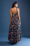 Shop_Samyukta Singhania_Navy Organza Sequins Blue Floral Anarkali Set _at_Aza_Fashions