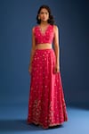 Buy Samyukta Singhania Pink Silk Sequins, Metallic Thread, Embroidery V-neck Raw Lehenga Set Online at Aza Fashions Buy_Samyukta Singhania_Pink Silk Sequins, Metallic Thread, Embroidery V-neck Raw Lehenga Set _Online_at_Aza_Fashions