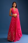 Buy Samyukta Singhania Pink Silk Sequins, Metallic Thread, Embroidery V-neck Raw Lehenga Set at Aza Fashions Buy_Samyukta Singhania_Pink Silk Sequins, Metallic Thread, Embroidery V-neck Raw Lehenga Set _at_Aza_Fashions