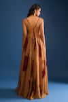 Shop_Samyukta Singhania_Brown Organza Sequins Sweetheart Neck Floral Embroidered Gown _at_Aza_Fashions