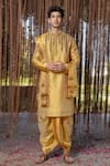 Buy_Hilo Design_Gold Embroidery Machine Kanjivaram Pattu Set _at_Aza_Fashions