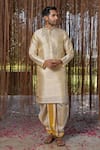 Shop_Hilo Design_Cream Embroidery Kanjivaram Pattu Set _at_Aza_Fashions