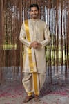Buy_Hilo Design_Cream Embroidery Kanjivaram Pattu Set _at_Aza_Fashions