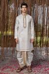 Buy_Hilo Design_White Embroidery Kanjivaram Hand Set _Online_at_Aza_Fashions