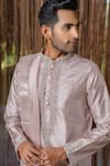 Hilo Design_Beige Embroidery Sandstone Kanjivaram Set _Online_at_Aza_Fashions