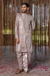 Buy_Hilo Design_Beige Embroidery Sandstone Kanjivaram Set _at_Aza_Fashions