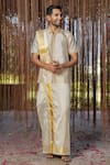Buy_Hilo Design_Cream Embroidery Kanjivaram Pattu Set _at_Aza_Fashions