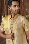 Shop_Hilo Design_Gold Silk Embroidery Tissue Kanjivaram Set _Online_at_Aza_Fashions