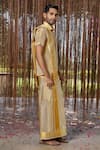 Hilo Design_Gold Silk Embroidery Tissue Kanjivaram Set _at_Aza_Fashions