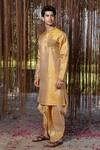 Shop_Hilo Design_Gold Embroidery Kanjivaram Pattu Set _at_Aza_Fashions