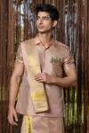 Buy_Hilo Design_Pink Embroidery Dusky Kanjivaram Set _Online_at_Aza_Fashions