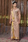 Buy_Hilo Design_Pink Embroidery Dusky Kanjivaram Set _at_Aza_Fashions