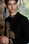 Hilo Design_Black Suede Zari Bandhgala With Zardosi Work _Online_at_Aza_Fashions