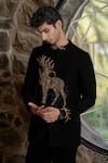 Buy_Hilo Design_Black Suede Zari Bandhgala With Zardosi Work _Online_at_Aza_Fashions