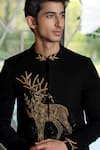 Buy_Hilo Design_Black Suede Zari Bandhgala With Zardosi Work 