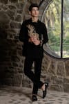 Buy_Hilo Design_Black Suede Zari Bandhgala With Zardosi Work _at_Aza_Fashions