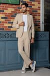 Buy_Hilo Design_Beige Saville Curve Blazer Set _at_Aza_Fashions
