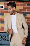 Buy_Hilo Design_Beige Saville Curve Blazer Set _Online_at_Aza_Fashions