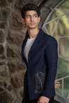 Hilo Design_Black Embroidery Noir Canvas Blazer And Pant Set _Online_at_Aza_Fashions
