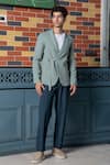 Buy_Hilo Design_Gray Soft Asymmetric Blazer Set _at_Aza_Fashions