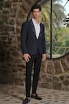 Shop_Hilo Design_Navy Blue Tailored Co-ord Set _at_Aza_Fashions