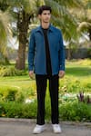 Buy_Hilo Design_Teal Sleek Blue Shacket _at_Aza_Fashions