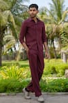 Buy_Hilo Design_Burgundy Mono Merge Shacket _at_Aza_Fashions