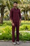 Hilo Design_Burgundy Mono Merge Shacket _Online_at_Aza_Fashions