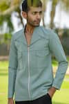 Hilo Design_Olive Green Sandrift Shacket _Online_at_Aza_Fashions