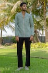 Buy_Hilo Design_Olive Green Sandrift Shacket _at_Aza_Fashions
