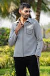 Hilo Design_Gray Distorted Designer Shacket _Online_at_Aza_Fashions